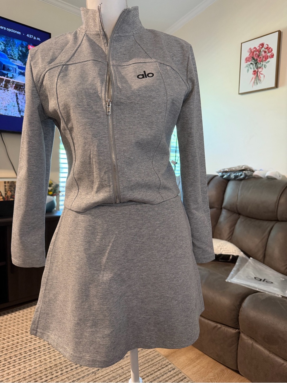 Yoga Heather Grey Long Sleeve Zip Front Dress